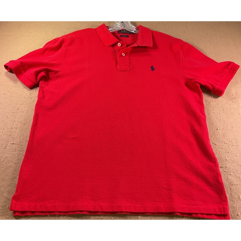 Polo Ralph Lauren Mens XXL Custom Fit Red Cotton Pique Short Sleeve Polo Shirt